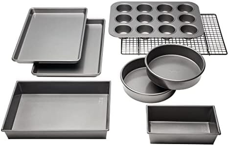 RavisingRidge Baking Pans Set with Nonstick Coating, Professional 10 Pcs  Including Cake Pans, Cookie Sheets, Roasting Pan, and Cooling Rack - 0.8mm
